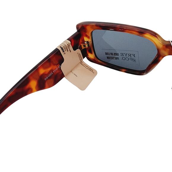 Frye Brown Tortoise Shell Print Brown Retro Rounded Rectangle Sunglasses 100% UV - Picture 5 of 8